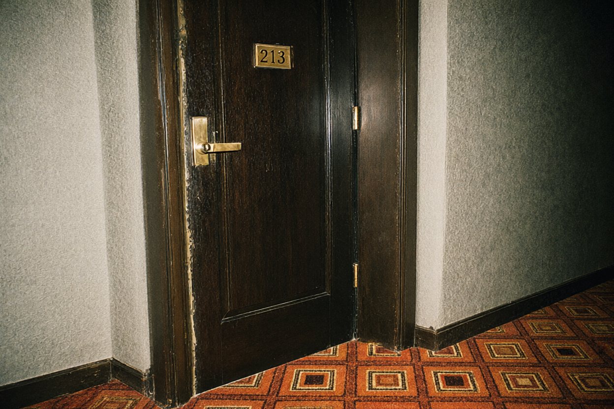 The first door says 213. So does the next one. So does every one after that.