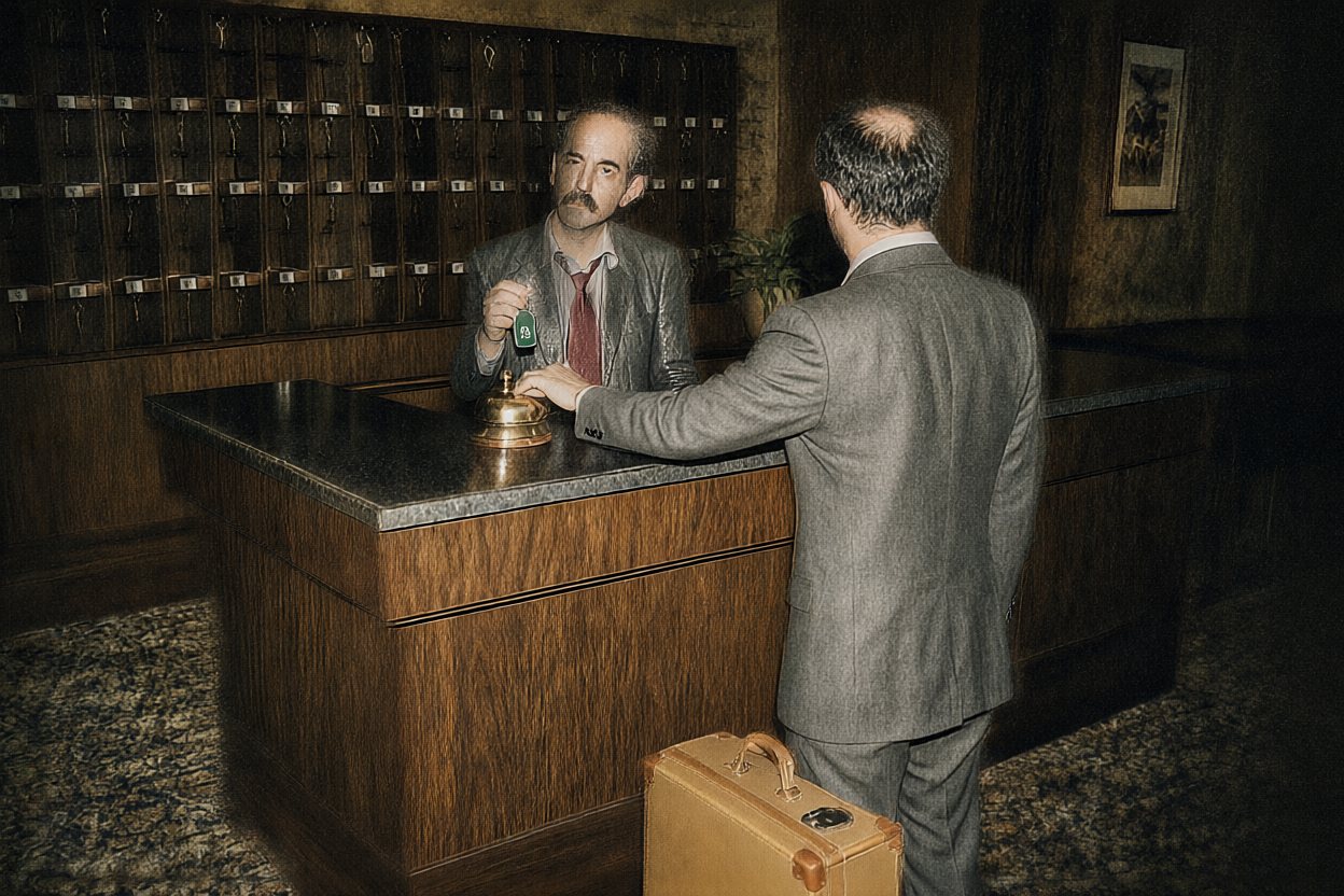 He rings the bell.