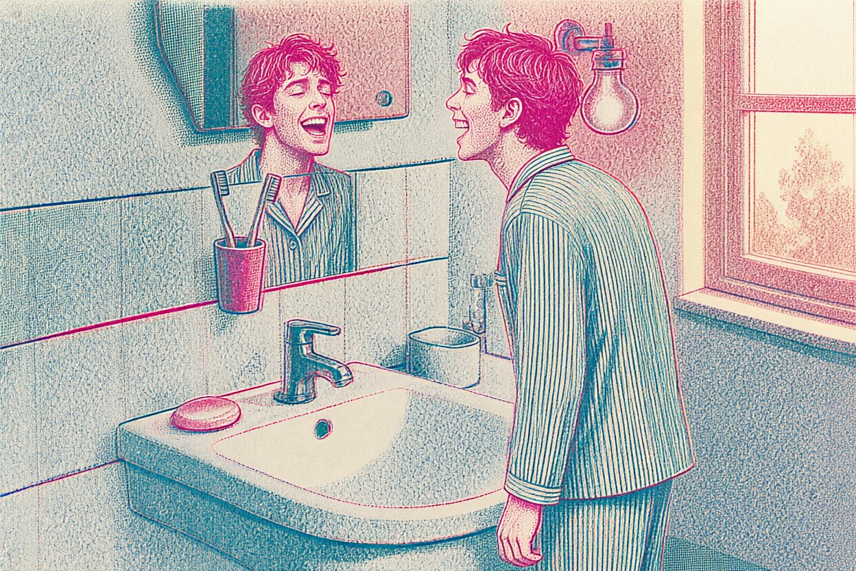 In the morning, he smiles at the mirror. They are all back.
