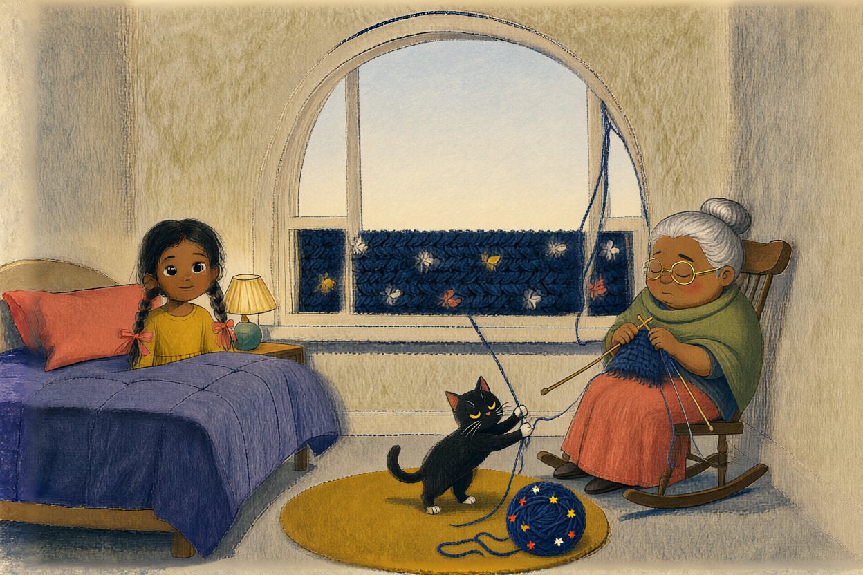 The more it pulls, the more of the night unravels into a ball on the rug.