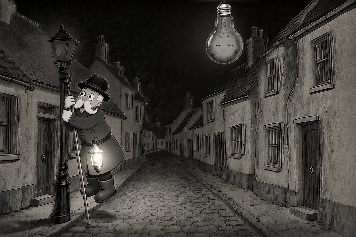 He grabs the lamppost and holds on tight.