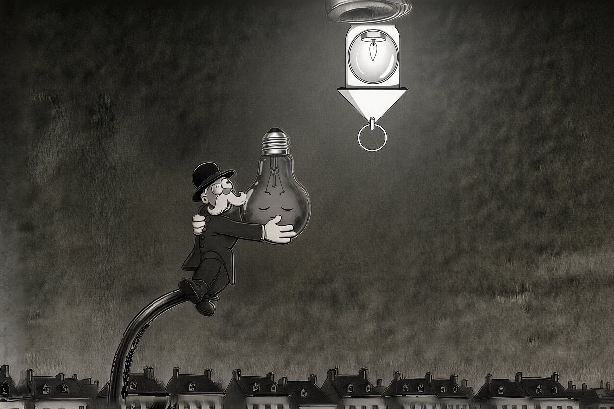 The lantern grows in the socket as the old moon shrinks in his arms.