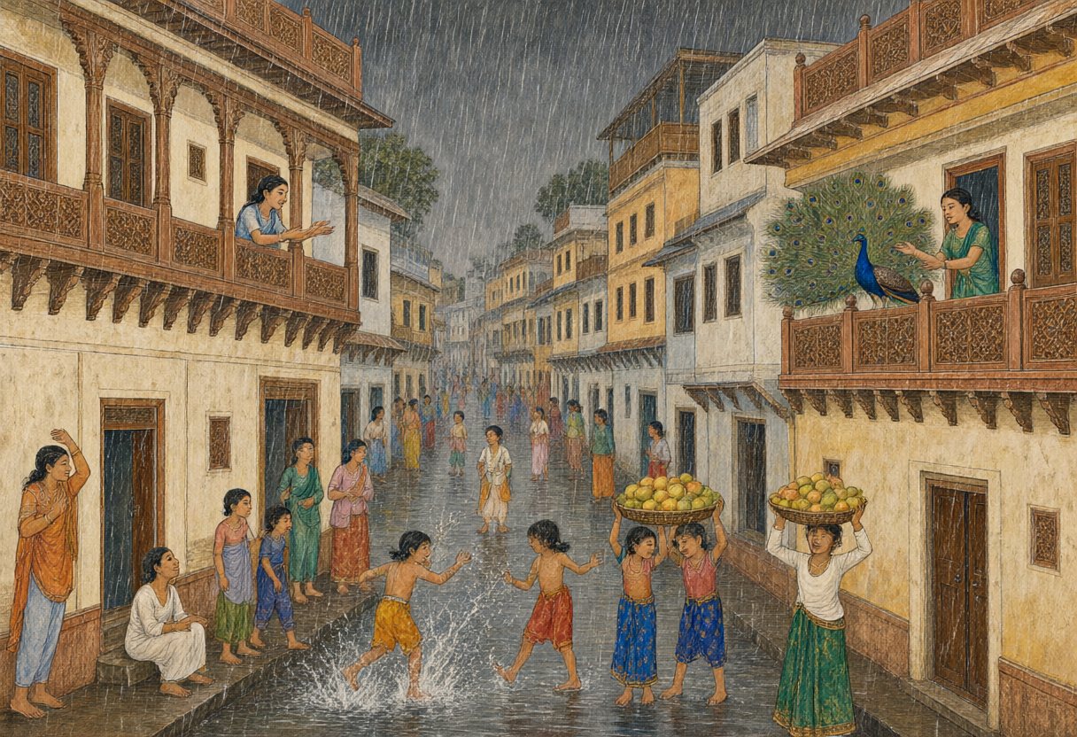 All over town, in the middle of May, it is the monsoon.