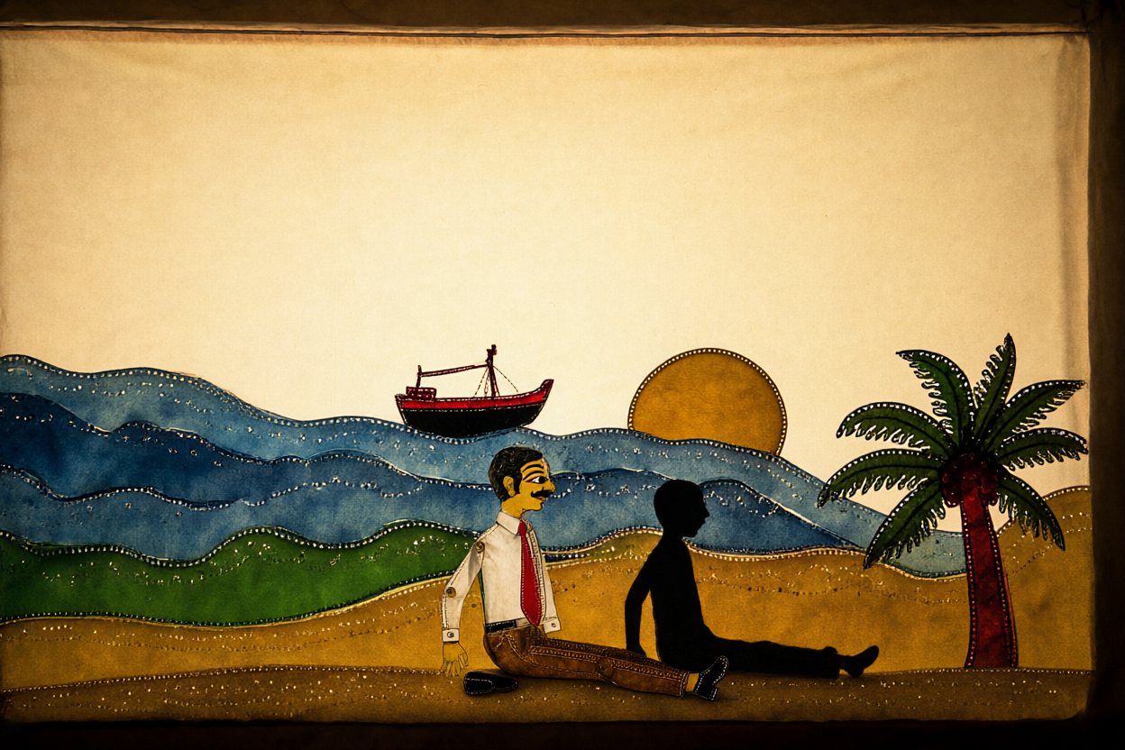 At the sea, they sit side by side and watch the sun go down.