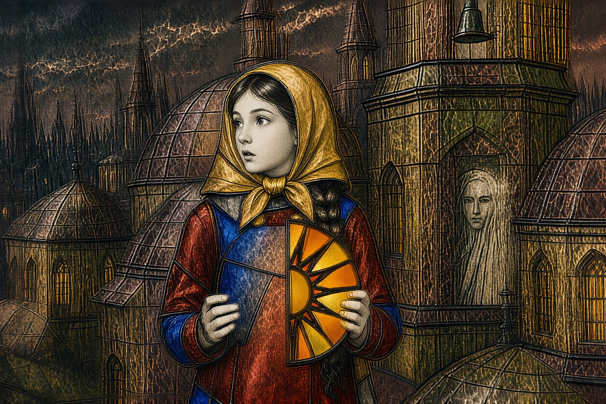 She looks west, toward the tower.