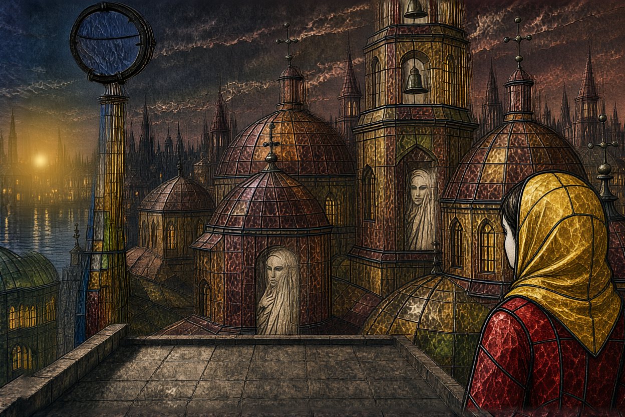 Past the tower, the same small glow, from the other side.