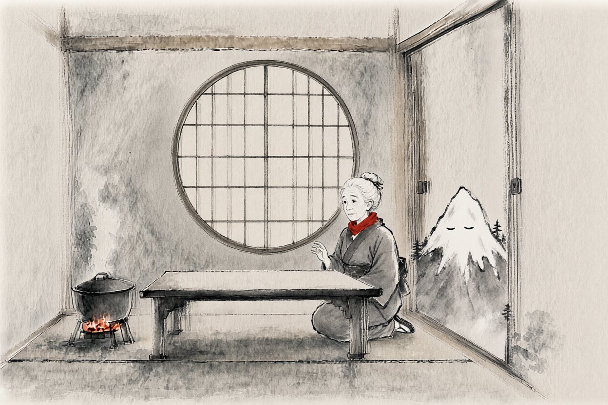 There is a knock. A small mountain is standing at her door.