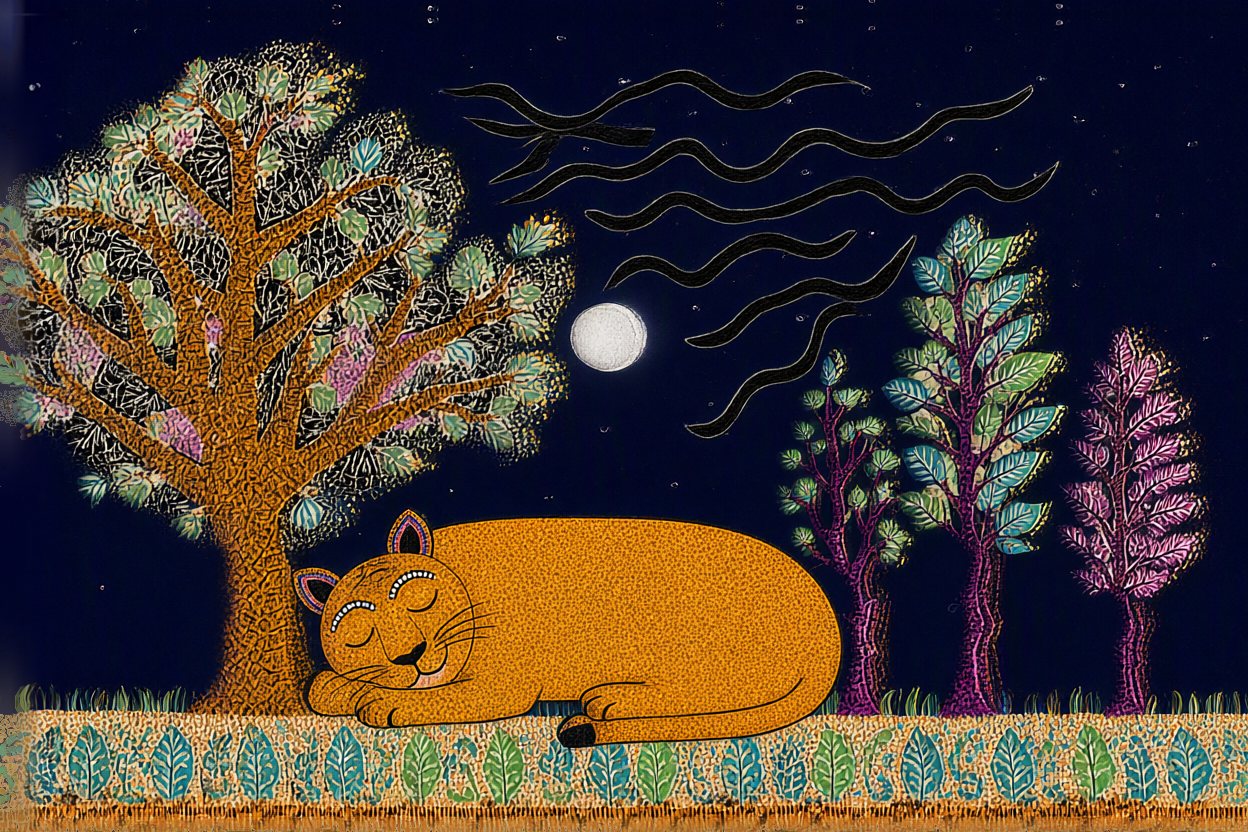 One by one, the stripes wriggle off and swim away into the night.