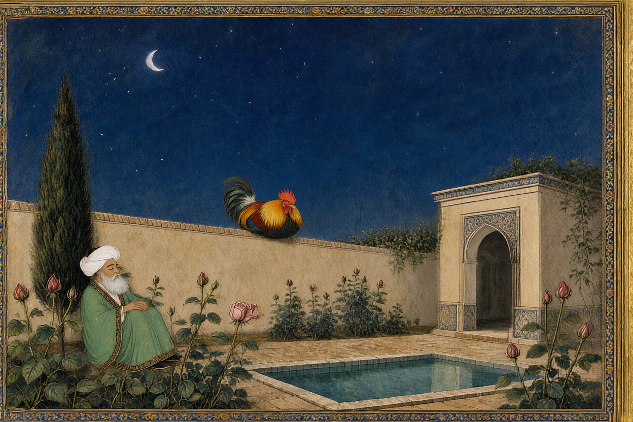 Night again. Even the rooster sleeps.