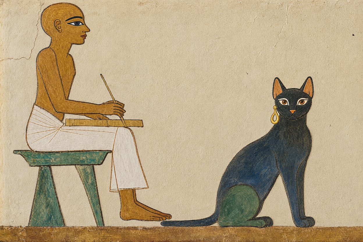 Then, one night, the cat turned round to look at us.