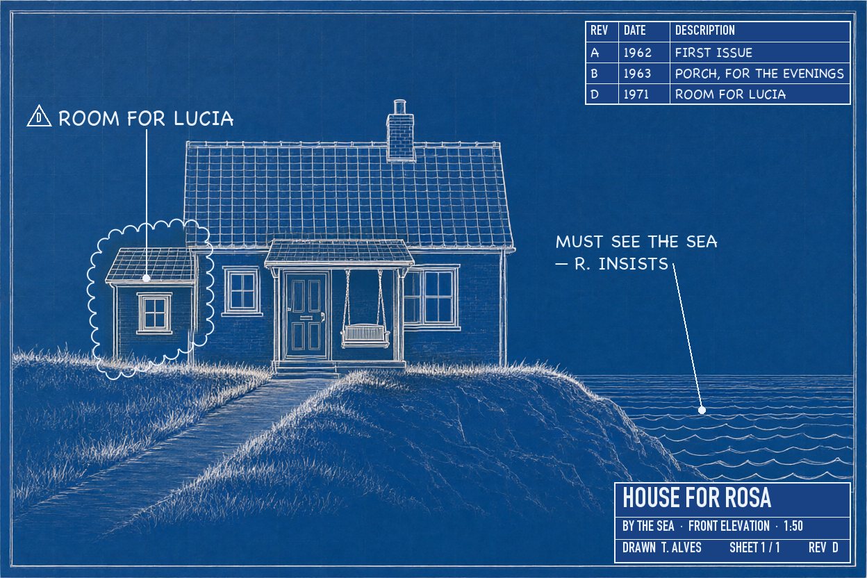 Revision D, 1971: a small room added on the left — 'room for Lucia'.